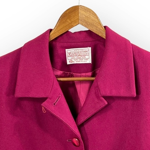Pendleton Blazer Vintage Wool Magenta Jacket Size 12P - Picture 5 of 11